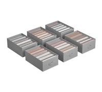 SONGMICS Set di 2 Organizzatori per Armadio a 6 Scomparti, Scatole per Biancheria Pieghevoli, Contenitori per Guardaroba, 42 x 30 x 17 cm, per Pantaloni, Vestiti, Grigio Tortora RUS009G02