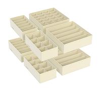 SONGMICS Set di 8 Divisori per Cassetti, Organizzatori per Biancheria Intima Pieghevole, per Reggiseni Mutande Calzini Cravatte, Scatole Portaoggetti in Tessuto per Armadio, Beige RUS008M01