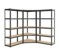 SONGMICS Set di Scaffale Angolare a 5 Ripiani, Scaffalatura ad Angolo in Acciaio per Carichi Pesanti, per Garage, Ripostiglio, Magazzino, Portante 2625 kg, Nero Inchiostro e Beige Naturale GLR070B03