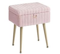 SONGMICS Sgabello da Trucco, Pouf Contenitore, Poggiapiedi, Gambe in Metallo, Imbottito, Piedini Regolabili, Soggiorno Camera da letto Cabina Armadio, Rosa Pastello LOM505SZ02