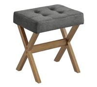 SONGMICS Sgabello da Trucco, Sgabello Toeletta Imbottito, Poggiapiedi, Gambe in Legno, Camera da Letto Cabina Armadio Ingresso, 32 x 42 x 46 cm, Grigio Ardesia e Marrone LSF006GN01