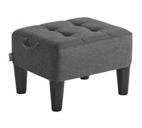 SONGMICS Sgabello Pouf Contenitore, Poggiapiedi in Tessuto Simil Lino, Imbottitura Spessa, Portata fino a 150 kg, per Soggiorno, Camera da Letto, Ingresso, Grigio Ardesia e Nero Inchiostro LOM502G01