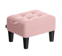 SONGMICS Sgabello Pouf Contenitore, Poggiapiedi in Velluto, Imbottitura Spessa, Portata Fino a 150 kg, per Soggiorno, Camera da Letto, Ingresso, Rosa Pastello e Nero Inchiostro LOM501R01