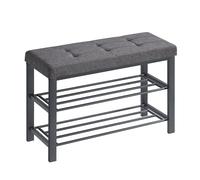 SONGMICS Shoe Bench, 3-Tier Rack for Entryway, 80 * 31 * 49cm, Dark Gray and Black LBS57GYZ