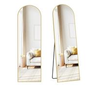 SONGMICS Specchio a Figura Intera, 150 x 40 cm, Specchio da Terra ad Arco con Supporto, Cornice in Lega di Alluminio, Vetro Temperato, Camera da Letto Soggiorno, Oro Pallido LFM035AB01