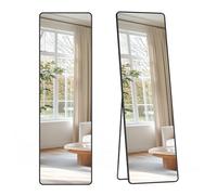 SONGMICS Specchio a Figura Intera, 150 x 40 cm, Specchio da Terra Rettangolare con Supporto, Cornice in Lega di Alluminio, Vetro Temperato, Camera da Letto Soggiorno, Nero Inchiostro LFM034B01