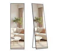 SONGMICS Specchio a Figura Intera, 150 x 40 cm, Specchio da Terra Rettangolare con Supporto, Cornice in Lega di Alluminio, Vetro Temperato, Camera da Letto Soggiorno, Nero Inchiostro LFM054BD01