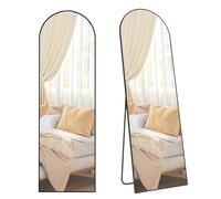 SONGMICS Specchio a figura intera, 160 x 50 cm, Specchio ad arco con supporto, Specchio con cornice in lega di alluminio, Vetro temperato, per camera da letto, soggiorno, spogliatoio, Nero