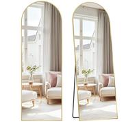SONGMICS Specchio a Figura Intera, 160 x 50 cm, Specchio da Terra ad Arco con Supporto, Cornice in Lega di Alluminio, Vetro Temperato, Camera da Letto Soggiorno, Oro Pallido LFM031A01