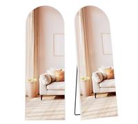 SONGMICS Specchio a Figura Intera, 160 x 50 cm, Specchio da Terra ad Arco con Supporto, Cornice in Lega di Alluminio, Vetro Temperato, Camera da Letto Soggiorno, Bianco Opaco LFM031WC01