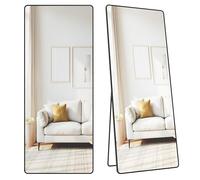 SONGMICS Specchio a Figura Intera, 165 x 60 cm, Specchio da Terra Rettangolare con Supporto, Cornice in Lega di Alluminio, Vetro Temperato, Camera da Letto Soggiorno, Nero Inchiostro LFM038BD01