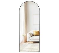 SONGMICS Specchio a Figura Intera, 165 x 60 cm, Vetro Temperato | Specchio da Terra ad Arco con Supporto,Cornice in Alluminio, per Camera e Soggiorno, Nero, Collezione AILEAS LFM039BD01