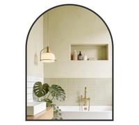 SONGMICS Specchio Bagno, Specchio da Parete, ad Arco, Cornice in Alluminio, 81 x 61 cm, Pellicola di Sicurezza, Facile da Montare, Soggiorno Camera da Letto, Nero Inchiostro LWM015BD01