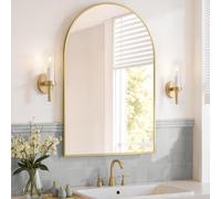 SONGMICS Specchio Bagno, Specchio da Parete, ad Arco, Cornice in Alluminio, 91 x