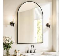SONGMICS Specchio Bagno, Specchio da Parete, ad Arco, Cornice in Alluminio, 91 x 61 cm, Pellicola di Sicurezza, Facile da Montare, Soggiorno Camera da Letto, Nero Inchiostro LWM011BD01