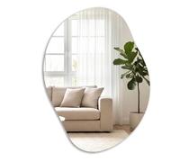 SONGMICS Specchio da Parete Irregolare, Vetro Temperato | Specchio da Parete, Design a Petalo, Orizzontale o Verticale, Nero Inchiostro, Collezione AILEAS LWM020BD01