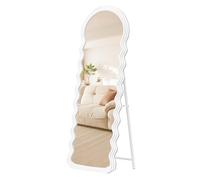 SONGMICS Specchio da Terra a Figura Intera, 160 x 50 cm, Specchio Ondulato Irregolare con Supporto, Cornice in MDF, Camera da Letto Soggiorno Ingresso, Bianco Nuvola LFM027W01