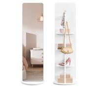 SONGMICS Specchio da Terra a Figura Intera, Girevole a 360°, 163 x 45 cm | con Base Ripiani e Ganci, Vetro Temperato Chiaro, per Camera da Letto, Soggiorno, Bianco Nuvola, Collezione BERIT LFM036W01