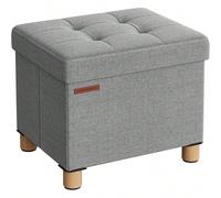 SONGMICS SPF14GYZ with Storage Space Shoe Folding Chest Storage Box Footstool 38 x 38 x 40 Living Room Bedroom Dark Stylish and stable: This is made of stylish faux linen and is finely stitched. corne