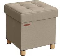 SONGMICS SPF14GYZ with Storage Space Shoe Folding Chest Storage Box Footstool 38 x 38 x 40 Living Room Bedroom Dark Stylish and stable: This is made of stylish faux linen and is finely stitched. corne