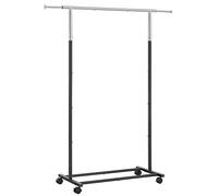 SONGMICS Stand Appendiabiti, Appendiabiti con Ruote, Capacità di Carico 25 kg, Estensibile, Color Argento e Nero HSR101B01