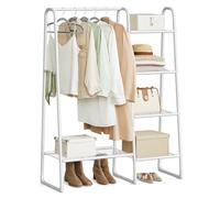 SONGMICS Stand Appendiabiti, Appendiabiti da Terra, 5 Ripiani Portaoggetti, Struttura in Metallo, 40 x 101,7 x 153,3 cm, Camera da Letto, Soggiorno, Ingresso, Bianco Nuvola HSR138W01