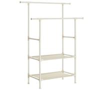 SONGMICS Stand Appendiabiti, Appendiabiti da Terra in Metallo con 2 Barre, 2 Ripiani Portaoggetti, Max Portata 70 kg, Montaggio Facile, Bianco RDR02WT