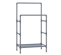 SONGMICS Stand Appendiabiti, Appendiabiti da Terra in Metallo con 2 Barre, Ripiano Portaoggetti, Max Portata 55 kg, Montaggio Facile, Grigio RDR001G02