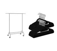 SONGMICS Stand Appendiabiti Attaccapanni in Metallo Cromato con Ruote, Portata F