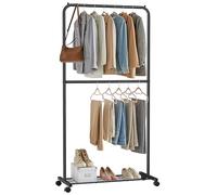 SONGMICS Stand Appendiabiti Doppio, Struttura in Acciaio, Largo 91 cm