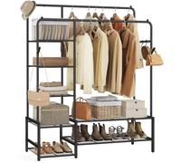 SONGMICS Stand Appendiabiti, Guardaroba Aperto, 7 Ripiani Portaoggetti, Struttur