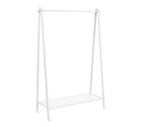 SONGMICS Stand Appendiabiti in Acciaio, con Bastone e Ripiano Portaoggetti | Attaccapanni, 92,5 x 33,5 x 153 cm, per Camera da Letto Guardaroba Lavanderia, Bianco Opaco, Collezione PATAYE HSR023W01