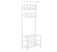 SONGMICS Stand Appendiabiti Portabiti Bianco con 3 Ripiani di Scarpiera per Ingresso Corridoio Carico massimo totale: 70 kg HSR04W