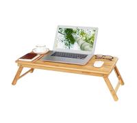 SONGMICS Tavolino Pc in Bambù, Tavolino da Letto Pieghevole, per Mancini e Destrimani, Vassoio Colazione con Altezza Regolabile, 72 x (21-29) x 35 cm , 5 Inclinazioni, Cassetto Piccolo LLD004