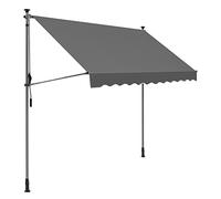 SONGMICS Tenda a Morsetto, 350 x 130 cm, Tenda da Balcone, Regolabile in Altezza, con Manovella, Protezione Solare, per Balcone, Terrazza, Giardino, Antracite GSA353G02
