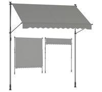 SONGMICS Tenda da Sole Avvolgibile, Tendalino Parasole Retrattile Manuale, Regolabile in Altezza con Manovella per Balcone Giardino Patio, 250 x 120 cm, Grigio GSA252G01