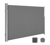 SONGMICS Tenda laterale in alluminio estensibile 200 x 400 cm, frangivista, protezione solare, oscurante, tenda laterale, per balcone, terrazza, giardino, grigio GSA204G03