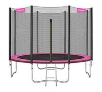SONGMICS Trampolino da 366 cm, Trampolini Elastico 12 Piedi con Rete di Recinto, Tappeto Protettivo, Palo Alto 180 cm, Struttura Metallica, Rosa STR121P01