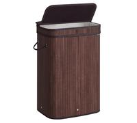 SONGMICS ULCB061K01 - Cesto portabiancheria con coperchio, in bambù, rimovibile e lavabile in lavatrice, con manici, 72 litri, per lavanderia, camera da letto e bagno, marrone castagna