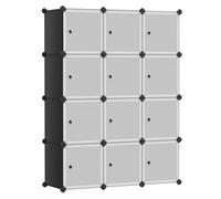 Songmics ULPC34HV1 - Portaoggetti a forma di cubo, per armadio, libreria modulare, scaffale con ante per camera da letto, soggiorno, ufficio, colore: nero