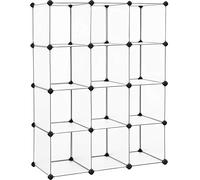 SONGMICS ULPC34L - Cubo portaoggetti in plastica, per armadio, libreria e accessori anti-ribaltamento e martello in gomma traslucida, 12 cubi, colore: bianco