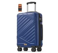 SONGMICS Valigia Rigida, Trolley da Viaggio, Chiusura TSA, Cinghia Inclusa, Bagaglio in ABS con 4 Ruote Doppie, Valigia Bagaglio a Mano da Cabina, M, 55 x 36 x 20 cm, Blu Porto RLP001Q101