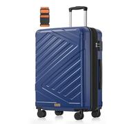 SONGMICS Valigia Rigida, Trolley da Viaggio, Chiusura TSA, Cinghia Inclusa, Bagaglio in ABS con 4 Ruote Doppie, Valigia Espandibile, L, 65 x 45 x 25 cm, Blu Porto RLP002Q101
