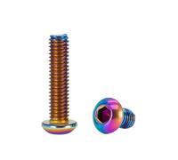 SONGMIky 5/10 Pezzi M2.5 M3 M4 M5 M6 Vite in Titanio TA2 Vite a Testa Esagonale con Bottone Rotondo colorato Arcobaleno(M4X12 5pcs)