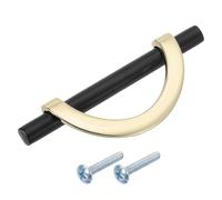 Songnim Maniglia for mobile a mezzaluna spazzolata, 1 pezzo, maniglia for cassetto semicircolare for mobile da cucina, maniglia for porta scorrevole con vite(Svart,3.78 Inch)