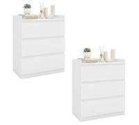 Songvas Comò 3 Cassetti Larghezza 70 cm, Mobili Camera da Letto Bianco, Cassettiera, per Camera da Letto, Soggiorno, Ufficio e Ingresso, 70x40x80 cm (L x P x A)