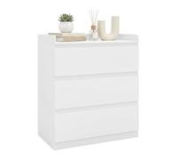 Songvas Comò 3 Cassetti Larghezza 70 cm, Mobili Camera da Letto Bianco, Cassettiera, per Camera da Letto, Soggiorno, Ufficio e Ingresso, 70x40x80 cm (L x P x A)