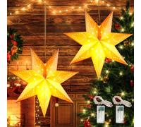 songyea 2 paralumi a forma di stella di Natale, 45 cm, 3D a forma di stella di Natale da appendere, stelle di Natale illuminate, stella luminosa, stella di Natale