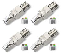 Songyea Spina RJ45 senza utensili, 4 pezzi spina Cat7, spina di rete Cat6A, strumento di rete, terminazione di campo senza utensili, schermato 10 Gbps 600MHz