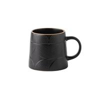 SONGYL-20249 Tazza da tè Set di 1 tazze da caffè coniche in rilievo, con una capacità 14,54 once e due colori in ceramica for famiglie(Nero)